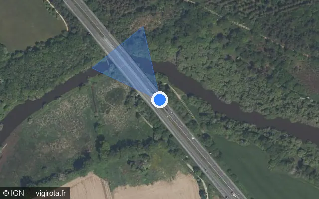 Vue satellite de l'emplacement du radar discriminant à Pontchâteau sur N 165 / E 60 / Voie Express de Nantes à Brest