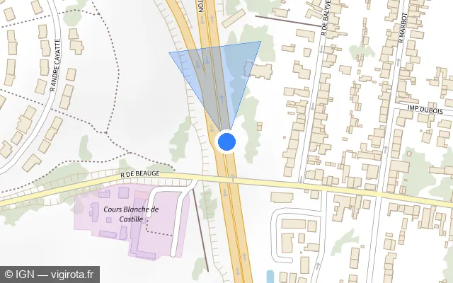Vue plan de l'emplacement du radar discriminant à Rouillon sur D 338 / Boulevard du Général Patton