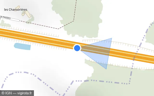Vue plan de l'emplacement du radar discriminant à Sargé-lès-le-Mans sur A 11 / E 50 / L’Océane