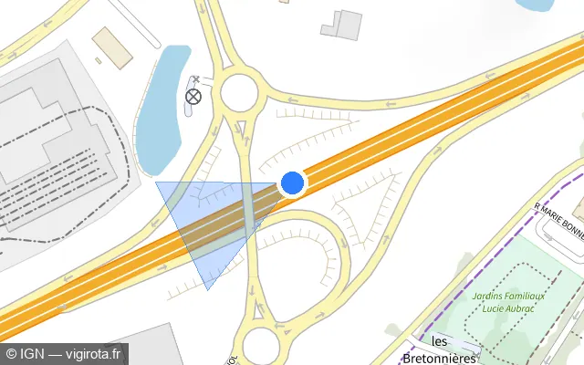 Vue plan de l'emplacement du radar discriminant à Angers sur A 11 / E 60 / L’Océane