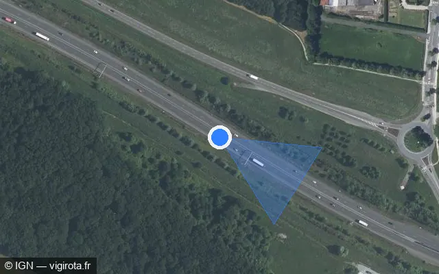 Vue satellite de l'emplacement du radar discriminant à Avrillé sur A 11 / E 60 / L’Océane