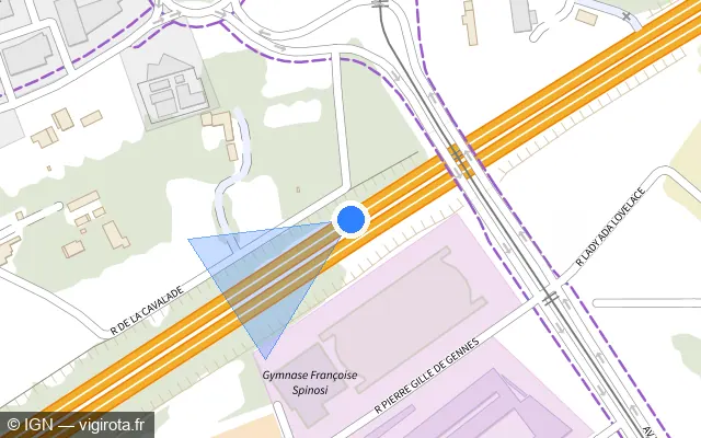 Vue plan de l'emplacement du radar discriminant à Montpellier sur A 709
