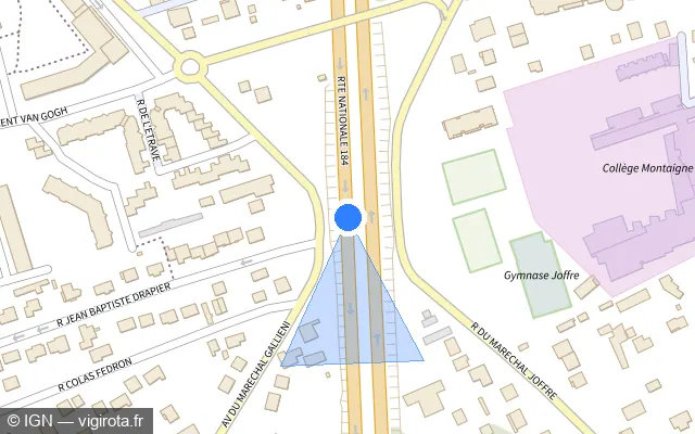 Vue plan de l'emplacement du radar discriminant à Conflans-Sainte-Honorine sur N 184