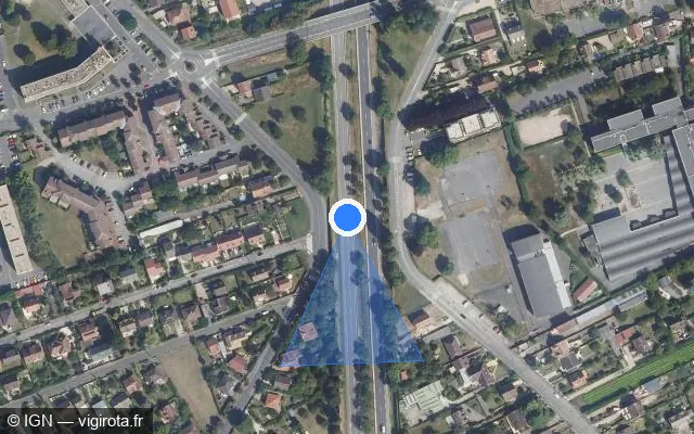 Vue satellite de l'emplacement du radar discriminant à Conflans-Sainte-Honorine sur N 184