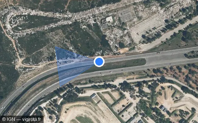 Vue satellite de l'emplacement du radar discriminant à Vitrolles sur D 9