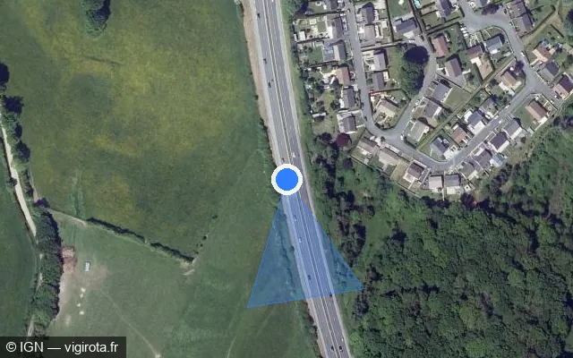 Vue satellite de l'emplacement du radar discriminant à Prix-lès-Mézières sur N 43 / E 44 / Rocade