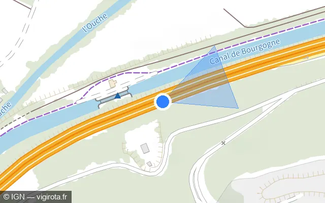 Vue plan de l'emplacement du radar discriminant à Plombières-lès-Dijon sur A 38 / La Côte-d'Orienne