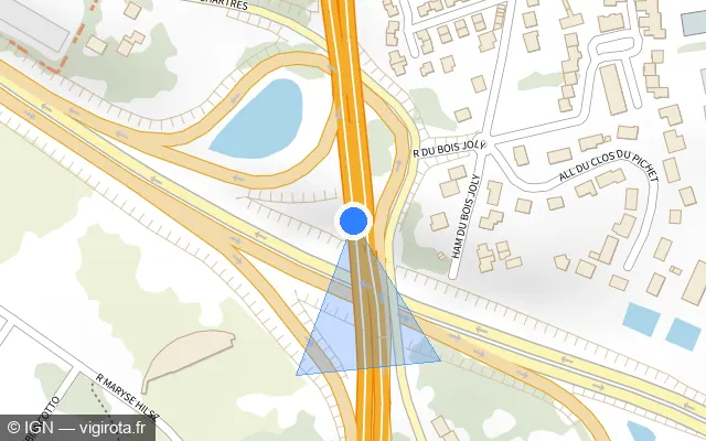 Vue plan de l'emplacement du radar discriminant à Saran sur D 520