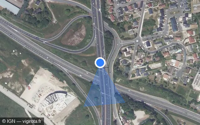 Vue satellite de l'emplacement du radar discriminant à Saran sur D 520