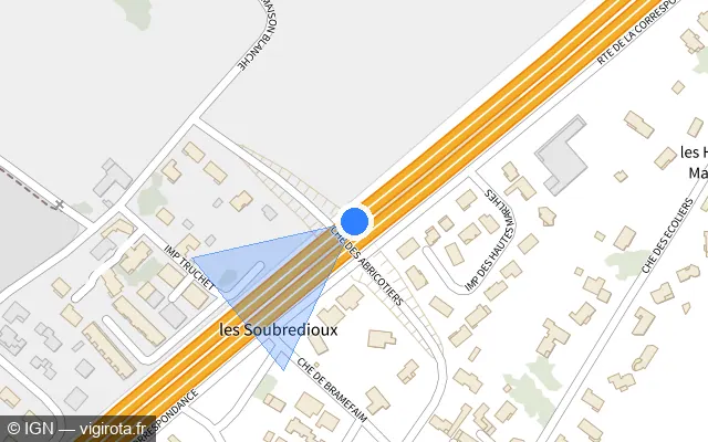 Vue plan de l'emplacement du radar discriminant à Alixan sur N 532 / E 713