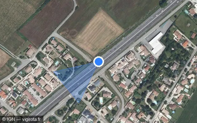 Vue satellite de l'emplacement du radar discriminant à Alixan sur N 532 / E 713