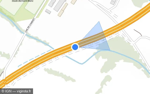 Vue plan de l'emplacement du radar discriminant à Farges sur D 884