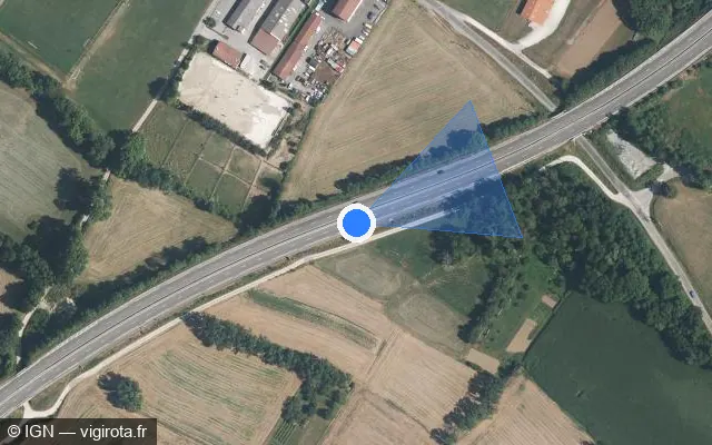 Vue satellite de l'emplacement du radar discriminant à Farges sur D 884