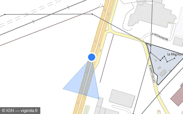 Vue plan de l'emplacement du radar discriminant à Bonneval sur N 10