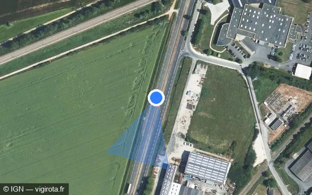 Vue satellite de l'emplacement du radar discriminant à Bonneval sur N 10