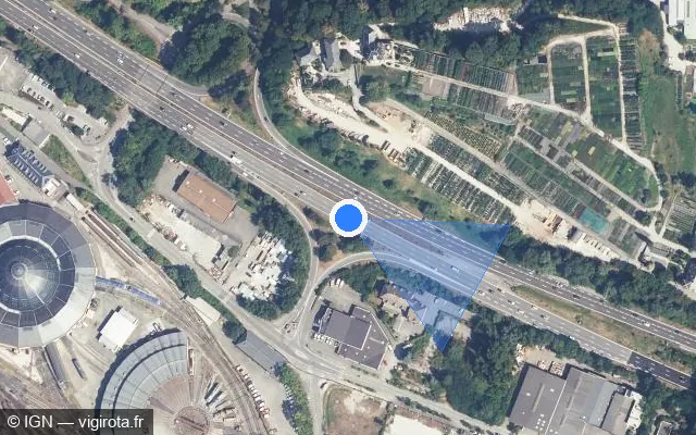 Vue satellite de l'emplacement du radar discriminant à Chambéry sur N 201 / E 70 / E 712 / Voie Rapide Urbaine de Chambéry