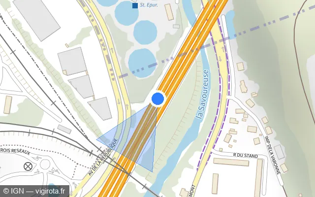 Vue plan de l'emplacement du radar discriminant à Danjoutin sur A 36 / E 54 / E 60 / La Comtoise