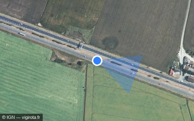 Vue satellite de l'emplacement du radar discriminant à Vert-en-Drouais sur N 12