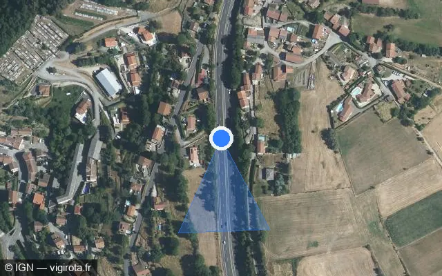 Vue satellite de l'emplacement du radar discriminant à Pont-Salomon sur N 88
