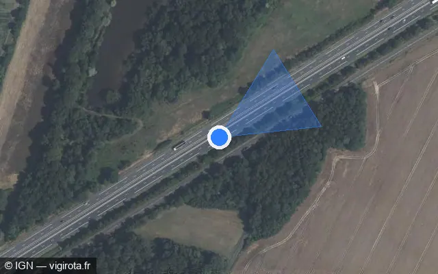 Vue satellite de l'emplacement du radar discriminant à Meunet-sur-Vatan sur A 20 / E 09 / L'Occitane