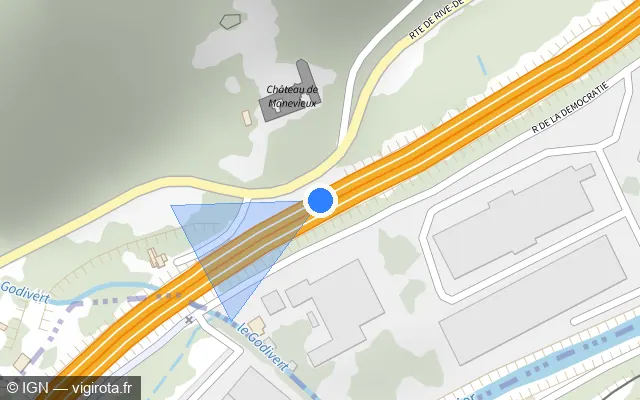 Vue plan de l'emplacement du radar discriminant à Saint-Romain-en-Gier sur A 47