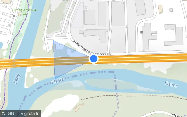 Vue plan de l'emplacement du radar discriminant à Albertville sur N 90