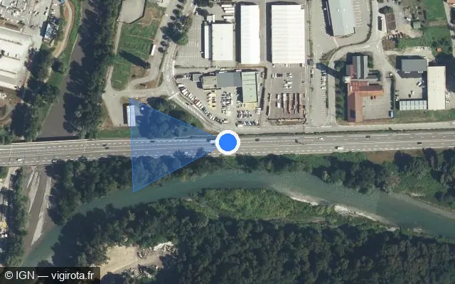 Vue satellite de l'emplacement du radar discriminant à Albertville sur N 90