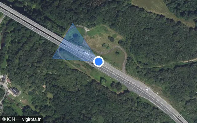 Vue satellite de l'emplacement du radar discriminant à Pierre-Buffière sur A 20 / E 09 / L'Occitane