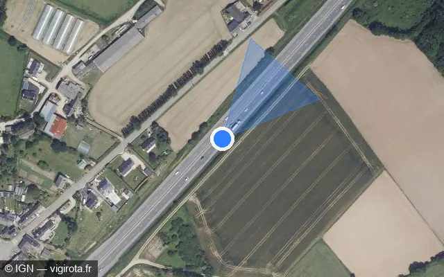 Vue satellite de l'emplacement du radar discriminant à Sainte-Sève sur N 12 / E 50