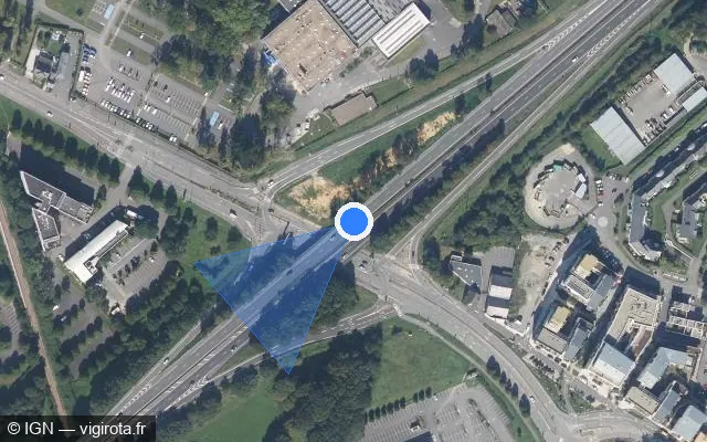 Vue satellite de l'emplacement du radar discriminant à Chantepie sur N 136 / E 50 / Rocade Sud
