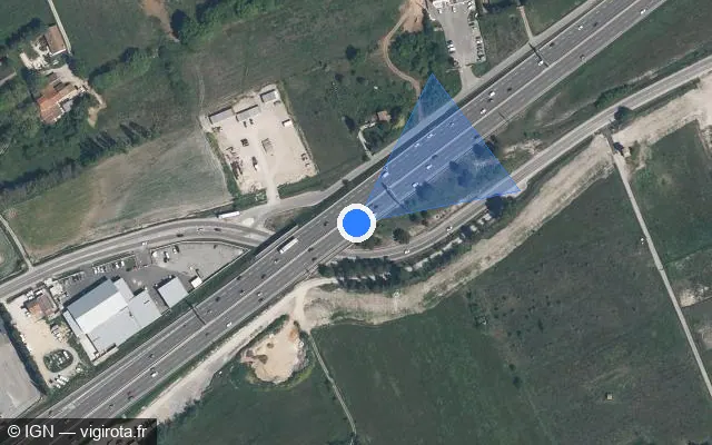 Vue satellite de l'emplacement du radar discriminant à Septèmes-les-Vallons sur A 51 / E 712 / Autoroute du Val de Durance