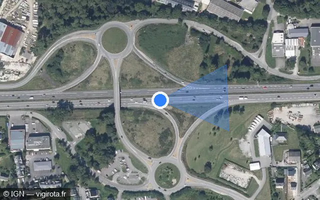 Vue satellite de l'emplacement du radar discriminant à Ploeren sur N 165 / E 60 / Voie Express de Nantes à Brest