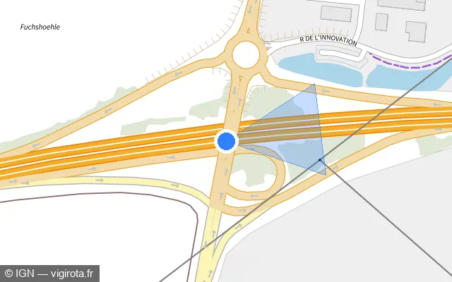 Vue plan de l'emplacement du radar discriminant à Hœrdt sur A 35 / Autoroute des Cigognes