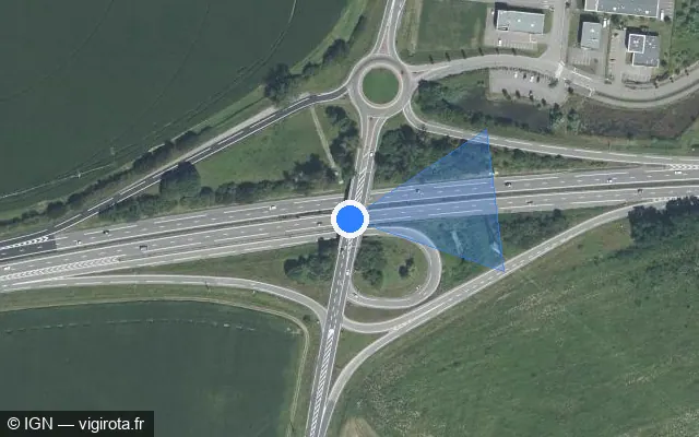 Vue satellite de l'emplacement du radar discriminant à Hœrdt sur A 35 / Autoroute des Cigognes