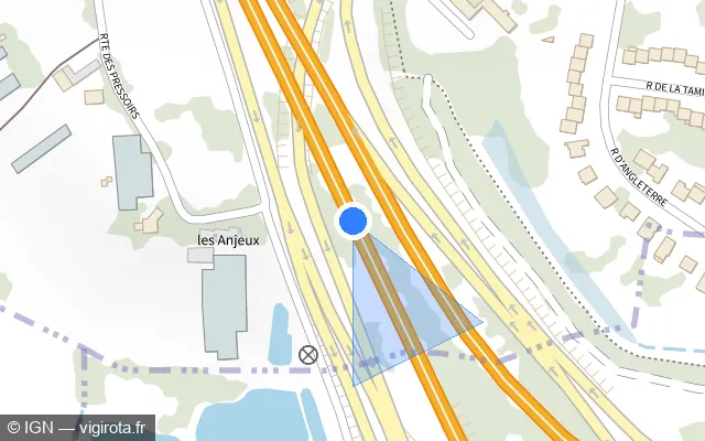 Vue plan de l'emplacement du radar discriminant à Saint-Jacques-de-la-Lande sur N 136 / E 03 / E 50 / Rocade Ouest