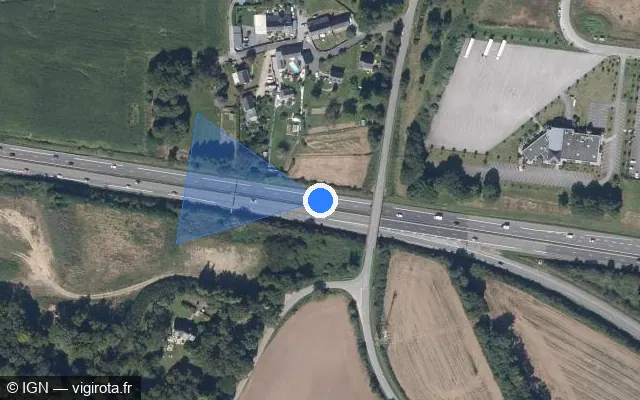 Vue satellite de l'emplacement du radar discriminant à Kervignac sur N 165 / E 60 / Voie Express de Nantes à Brest