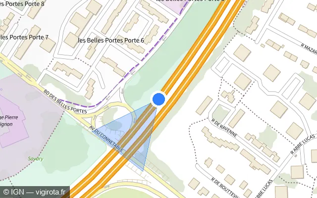 Vue plan de l'emplacement du radar discriminant à Hérouville-Saint-Clair sur D 515