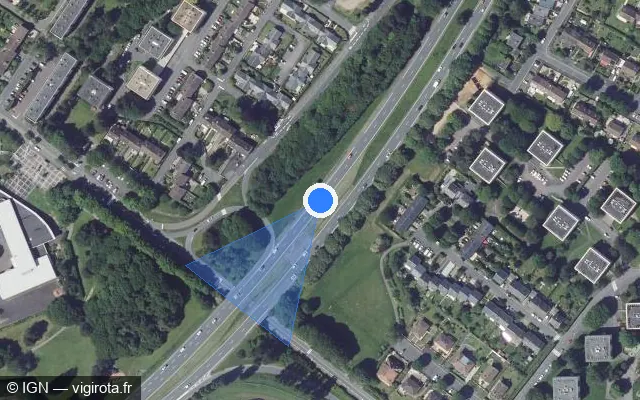 Vue satellite de l'emplacement du radar discriminant à Hérouville-Saint-Clair sur D 515