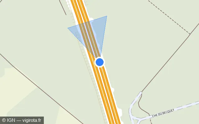 Vue plan de l'emplacement du radar discriminant à Criquebeuf-sur-Seine sur A 13 / E 05 / Autoroute de Normandie