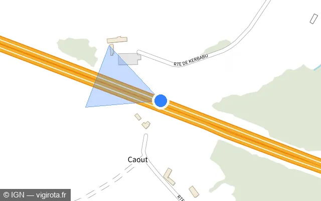Vue plan de l'emplacement du radar discriminant à Plouigneau sur N 12 / E 50