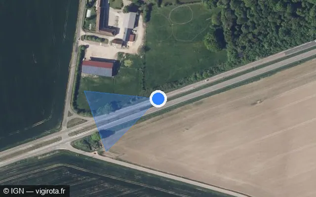 Vue satellite de l'emplacement du radar discriminant à Esternay sur N 4