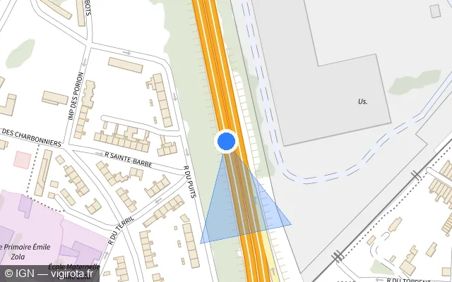 Vue plan de l'emplacement du radar discriminant à La Sentinelle sur A 23