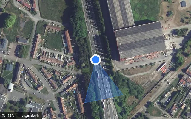 Vue satellite de l'emplacement du radar discriminant à La Sentinelle sur A 23