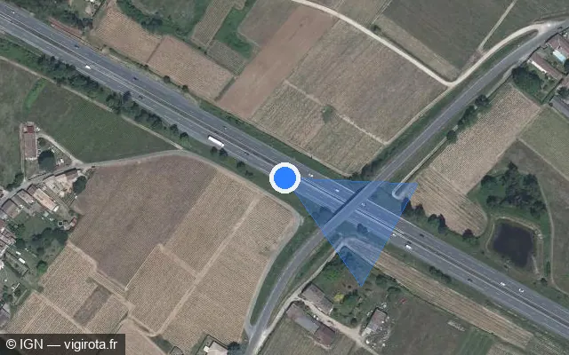 Vue satellite de l'emplacement du radar discriminant à Preignac sur A 62 / E 72 / Autoroute des Deux Mers