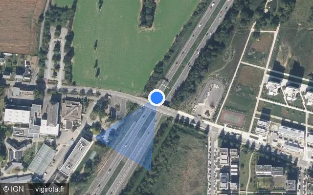 Vue satellite de l'emplacement du radar discriminant à Rennes sur N 136 / E 03 / Rocade Nord-Ouest