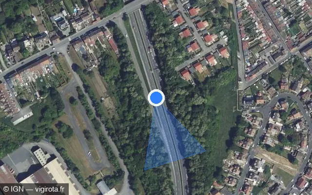 Vue satellite de l'emplacement du radar discriminant à Lourches sur A 21 / Rocade Minière