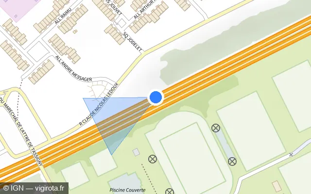 Vue plan de l'emplacement du radar discriminant à Villepinte sur A 104
