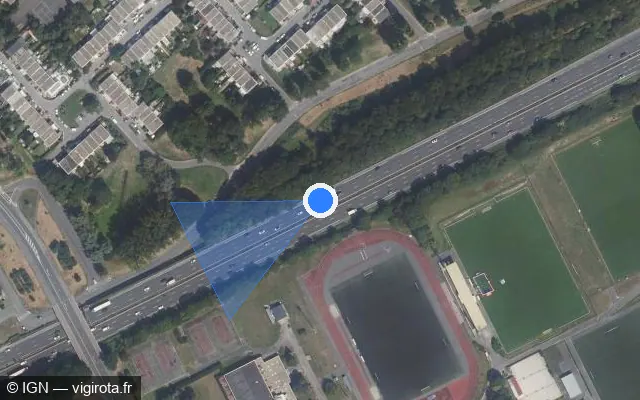 Vue satellite de l'emplacement du radar discriminant à Villepinte sur A 104