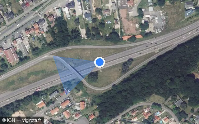 Vue satellite de l'emplacement du radar discriminant à Rosbruck sur A 320 / E 50