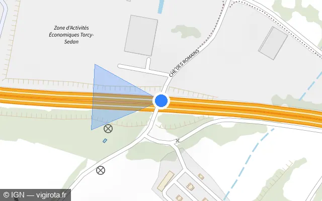 Vue plan de l'emplacement du radar discriminant à Sedan sur N 1043 / E 44 / E 46 / L'Ardennaise